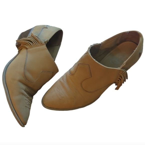 CIRCUS SAM EDELMAN HERMOSA cognac tan BOHO  fringe TASSLE BOOTIES WOMENS 7.5 - Picture 1 of 13